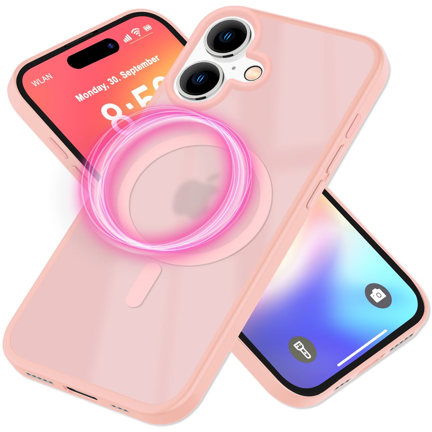 NALIA Matt MagSafe Hybrid hulstur fyrir iPhone 16, fingrafaravarnandi akrýlbakhlið, hálfgagnsætt hulstur