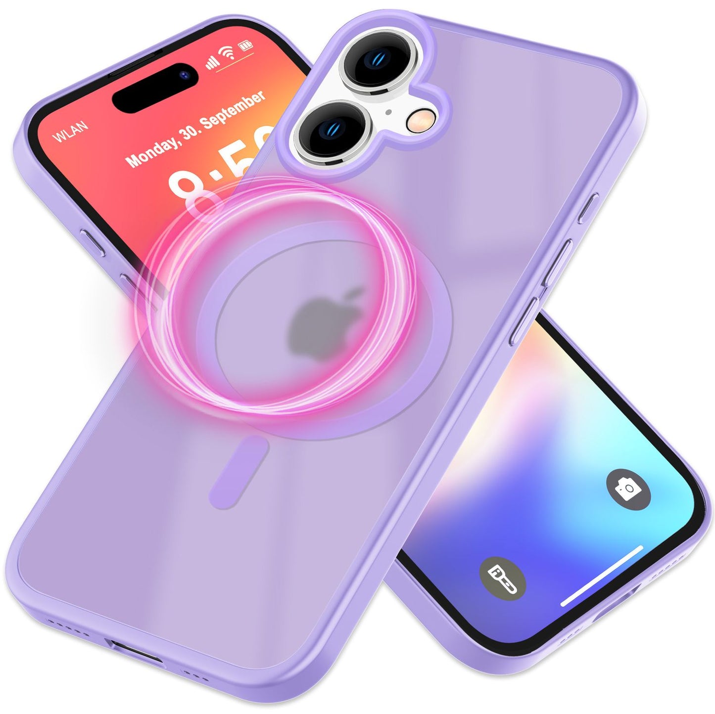 NALIA Matt MagSafe Hybrid hulstur fyrir iPhone 16, fingrafaravarnandi akrýlbakhlið, hálfgagnsætt hulstur