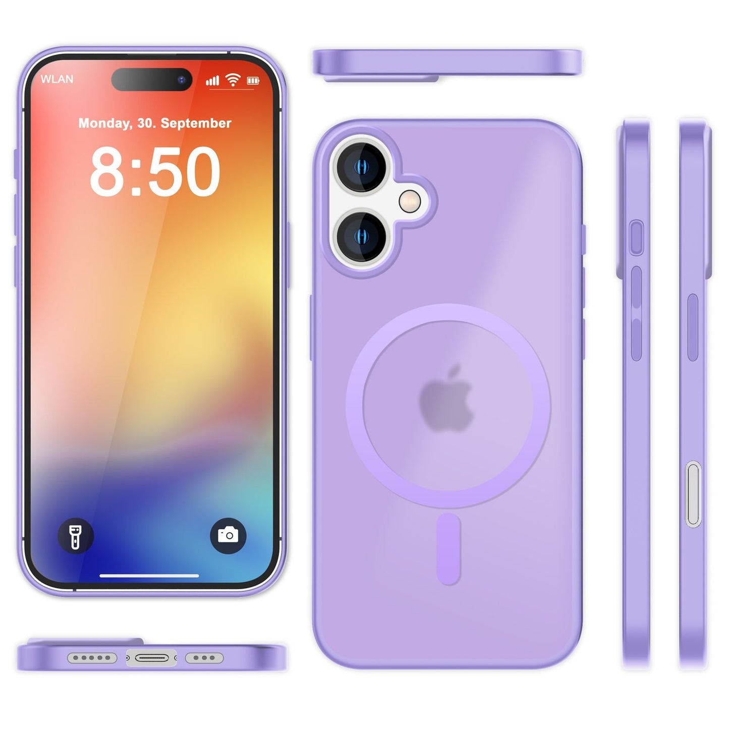 NALIA Matt MagSafe Hybrid hulstur fyrir iPhone 16, fingrafaravarnandi akrýlbakhlið, hálfgagnsætt hulstur