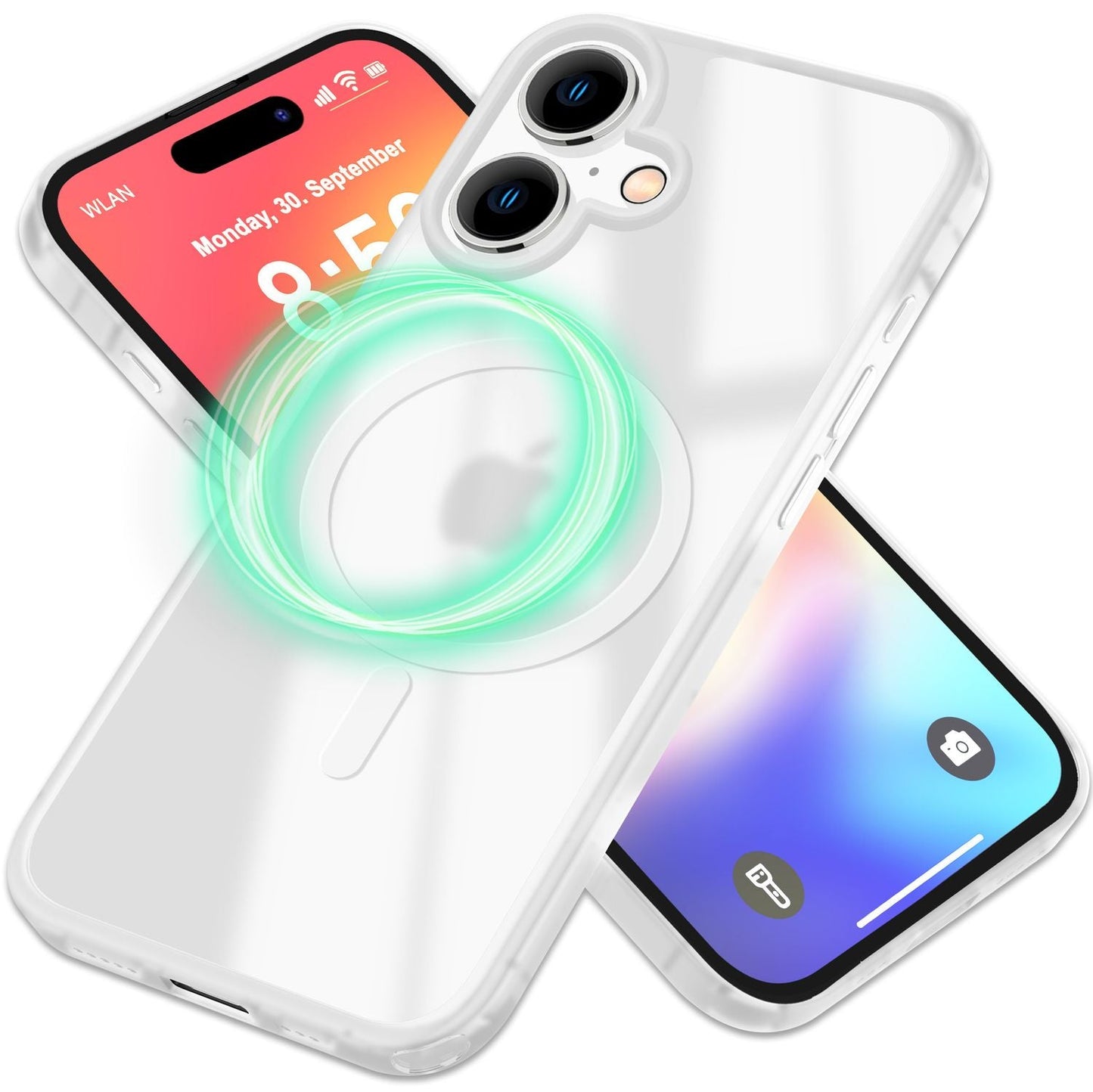 NALIA Matt MagSafe Hybrid hulstur fyrir iPhone 16, fingrafaravarnandi akrýlbakhlið, hálfgagnsætt hulstur