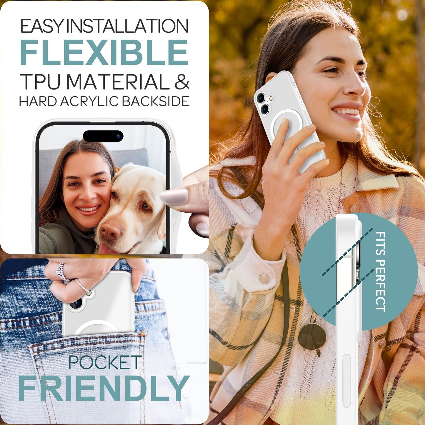 NALIA Matt MagSafe Hybrid hulstur fyrir iPhone 16, fingrafaravarnandi akrýlbakhlið, hálfgagnsætt hulstur