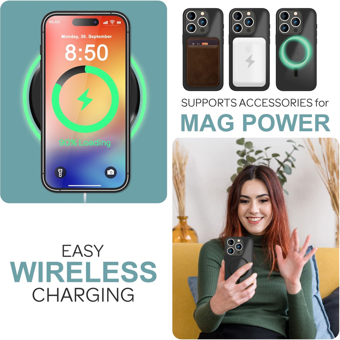 NALIA Matte MagSafe Hybrid hulstur fyrir iPhone 16 Pro, fingrafaravarnandi akrýlbakhlið, hálfgagnsætt