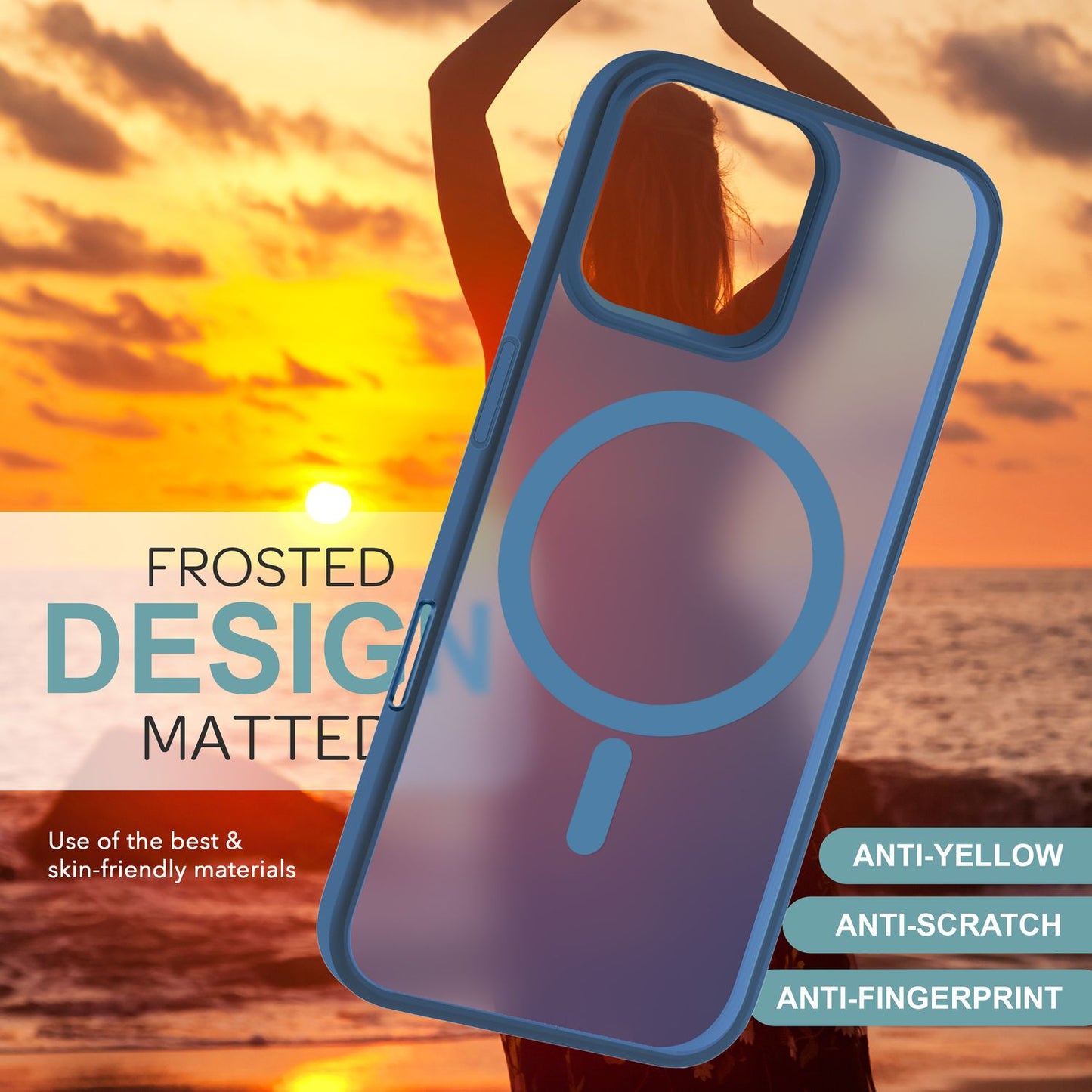 NALIA Matte MagSafe Hybrid hulstur fyrir iPhone 16 Pro, fingrafaravarnandi akrýlbakhlið, hálfgagnsætt