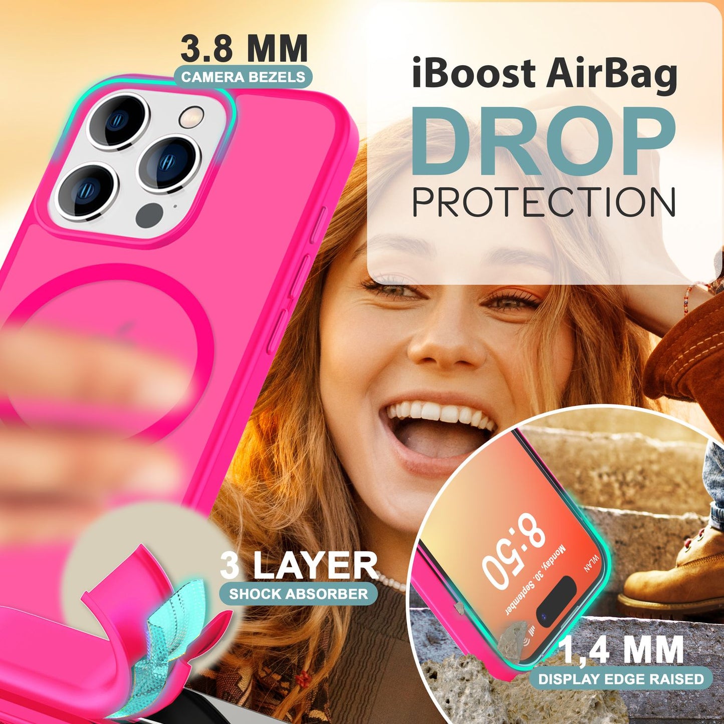 NALIA Matte MagSafe Hybrid hulstur fyrir iPhone 16 Pro, fingrafaravarnandi akrýlbakhlið, hálfgagnsætt