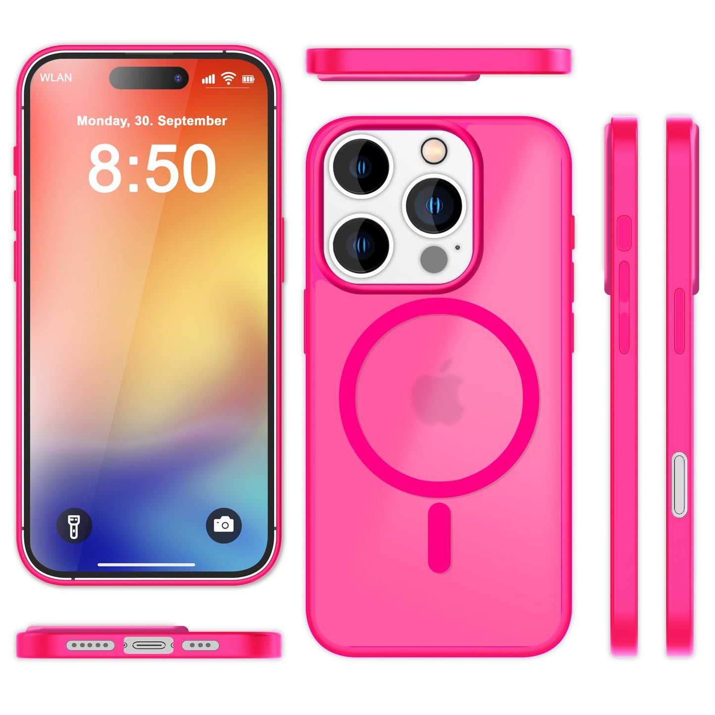 NALIA Matte MagSafe Hybrid hulstur fyrir iPhone 16 Pro, fingrafaravarnandi akrýlbakhlið, hálfgagnsætt