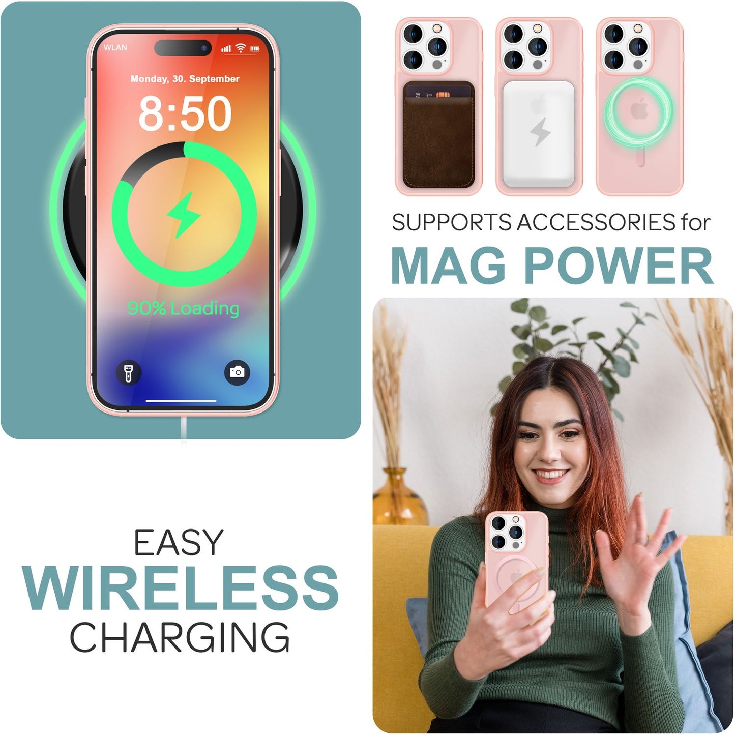 NALIA Matte MagSafe Hybrid hulstur fyrir iPhone 16 Pro, fingrafaravarnandi akrýlbakhlið, hálfgagnsætt