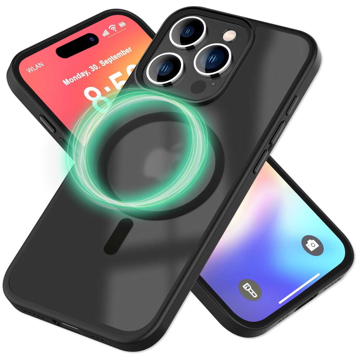 NALIA Matte MagSafe Hybrid hulstur fyrir iPhone 16 Pro Max, akrýl bakhlið gegn fingrafaravörn, hálfgagnsætt