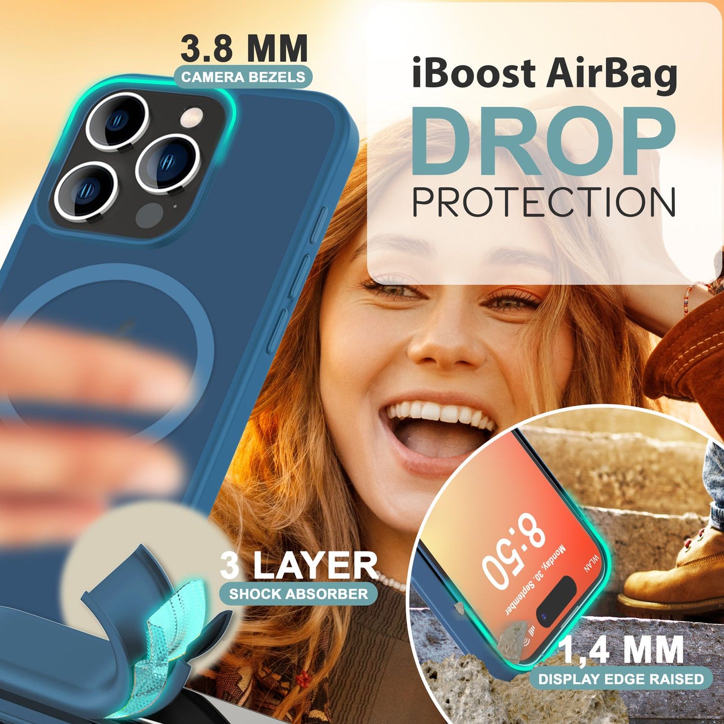 NALIA Matte MagSafe Hybrid hulstur fyrir iPhone 16 Pro Max, akrýl bakhlið gegn fingrafaravörn, hálfgagnsætt