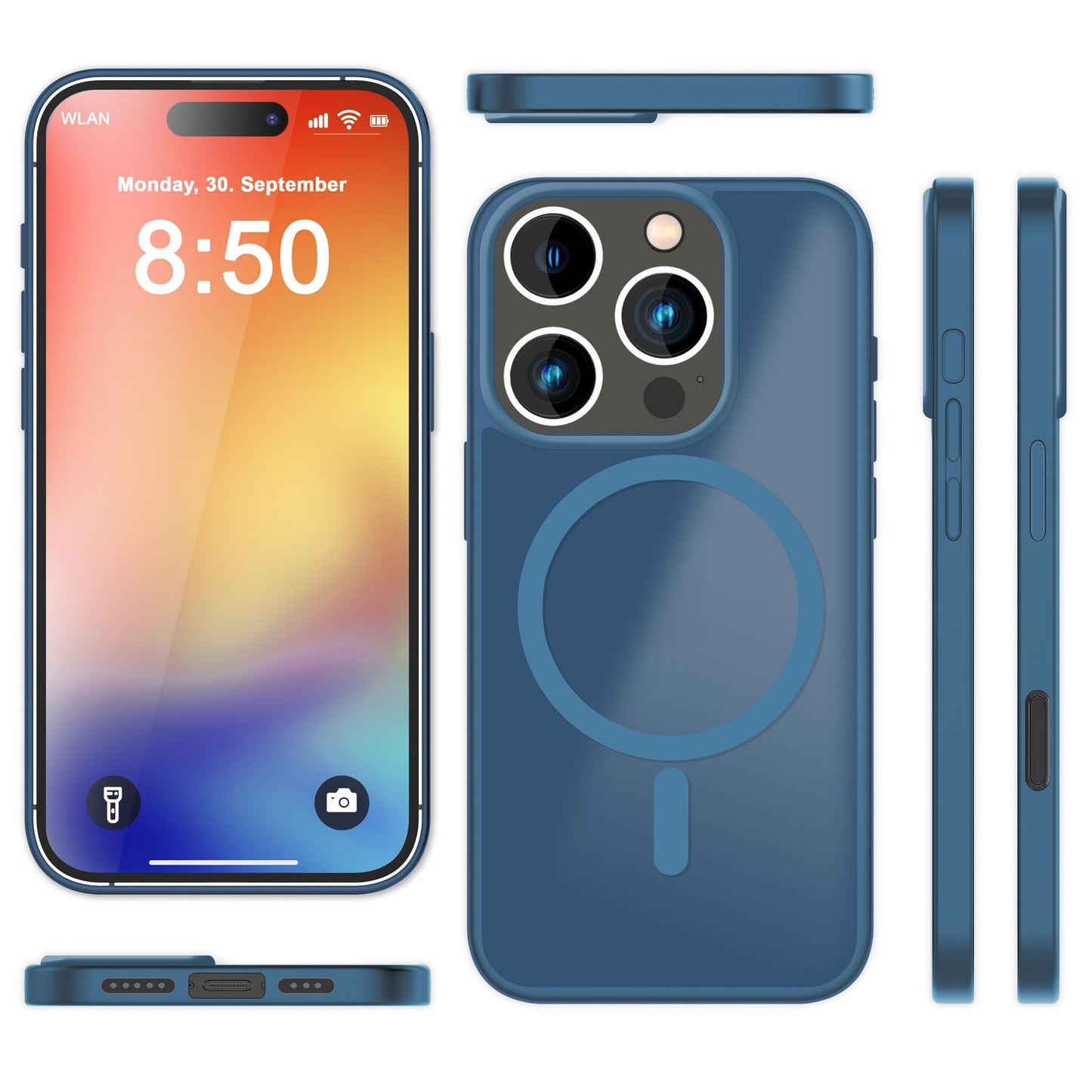 NALIA Matte MagSafe Hybrid hulstur fyrir iPhone 16 Pro Max, akrýl bakhlið gegn fingrafaravörn, hálfgagnsætt