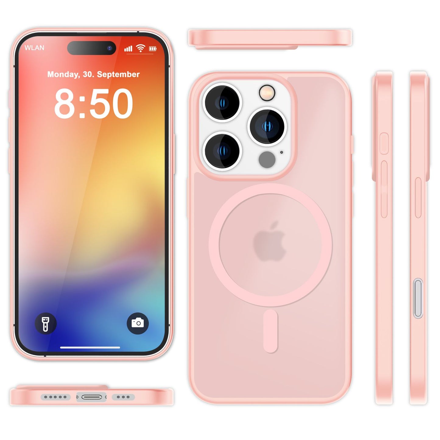 NALIA Matte MagSafe Hybrid hulstur fyrir iPhone 16 Pro Max, akrýl bakhlið gegn fingrafaravörn, hálfgagnsætt