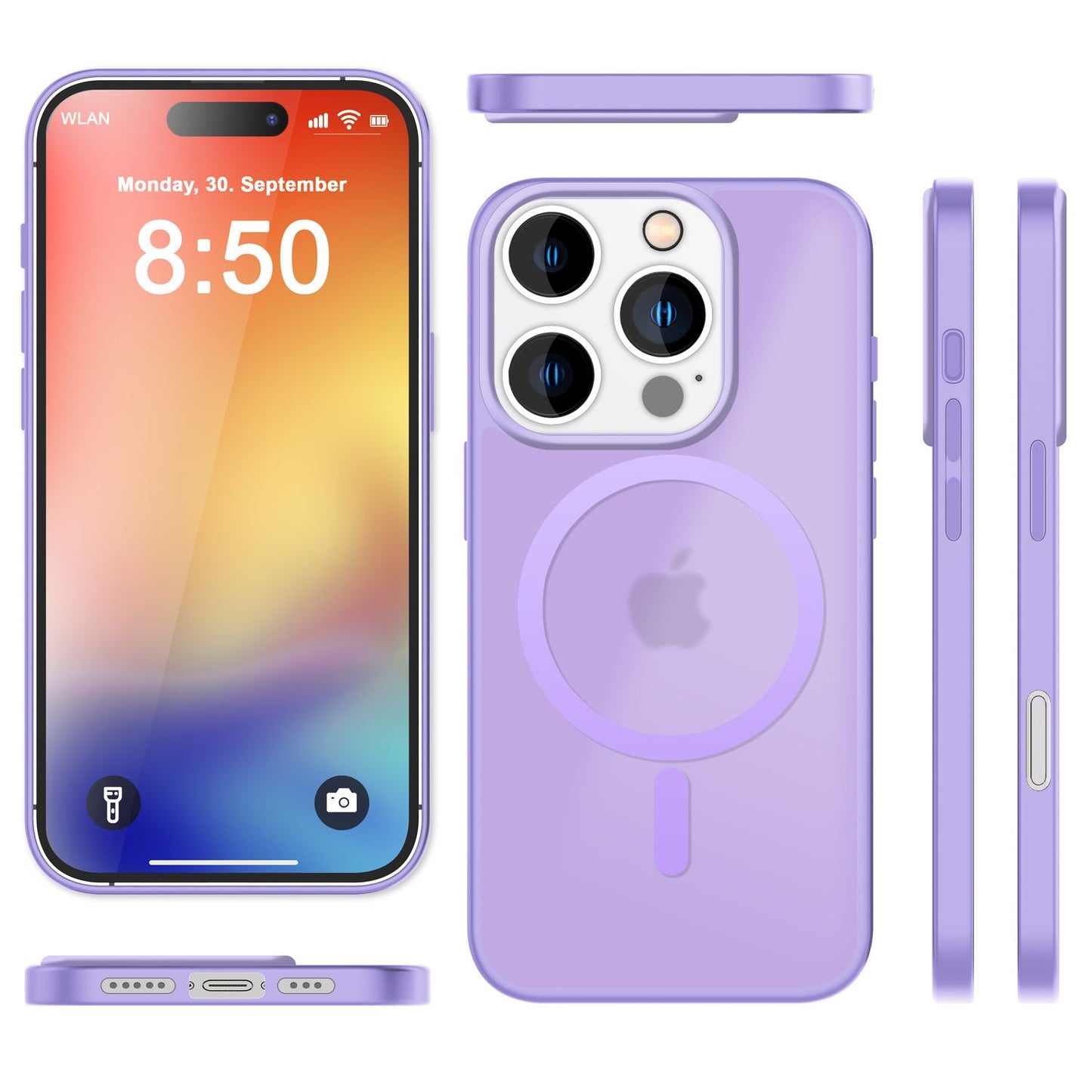 NALIA Matte MagSafe Hybrid hulstur fyrir iPhone 16 Pro Max, akrýl bakhlið gegn fingrafaravörn, hálfgagnsætt