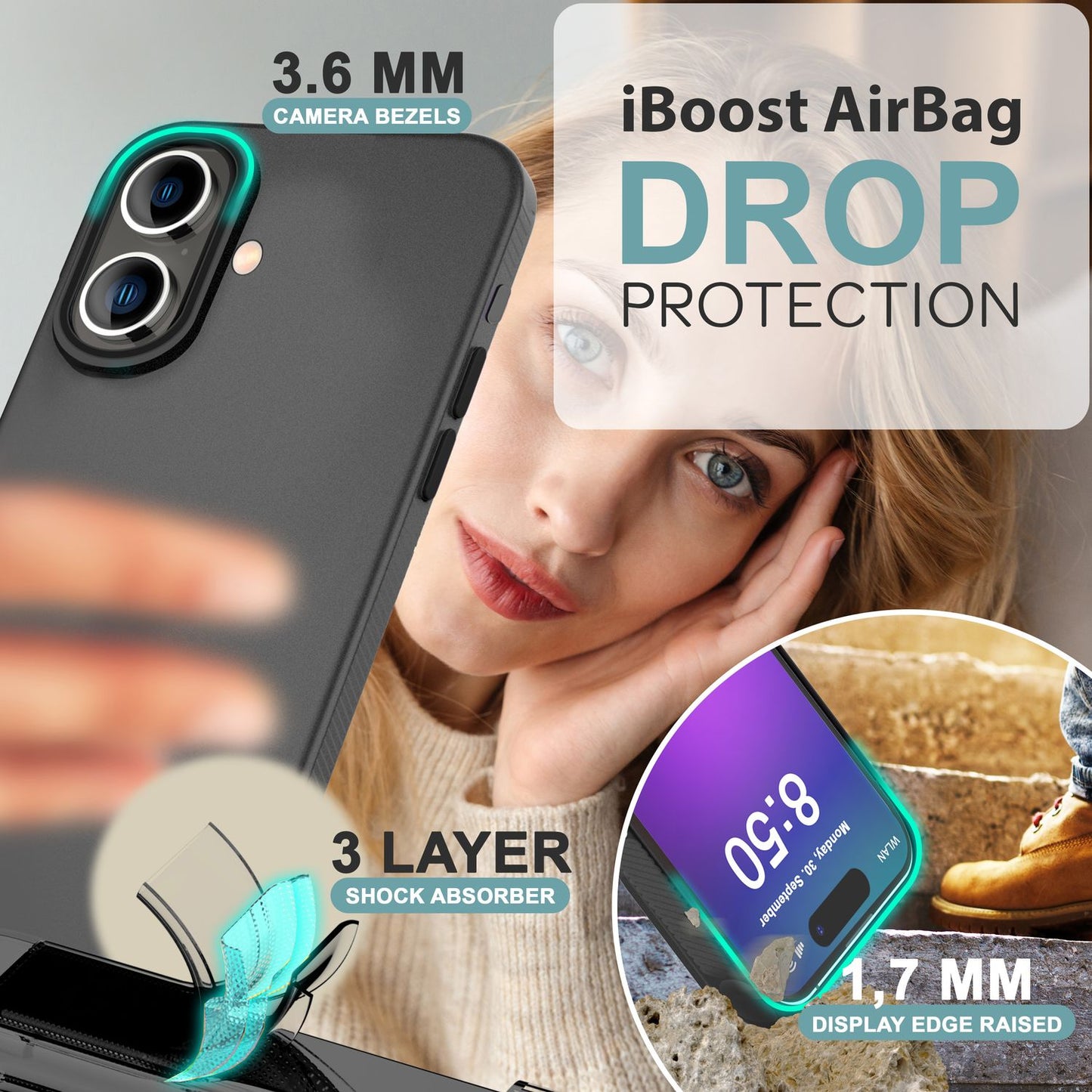 NALIA Fine Matte Silicone Case for iPhone 16, Non-Slip Phone Case, Shockproof Drop Protection Case