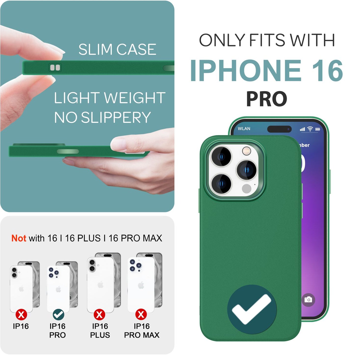 NALIA Fein Mattierte Silikonhülle für iPhone 16 Pro, Rutschfeste Handyhülle, Stoßfeste Fallschutz Hülle