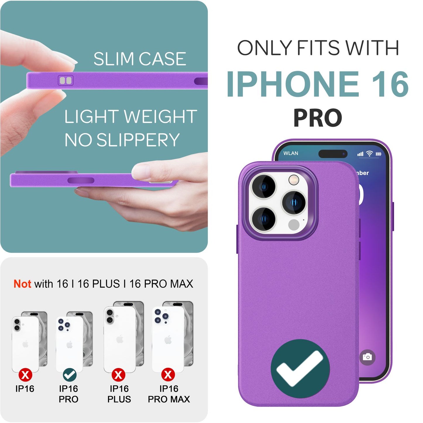 NALIA Fein Mattierte Silikonhülle für iPhone 16 Pro, Rutschfeste Handyhülle, Stoßfeste Fallschutz Hülle