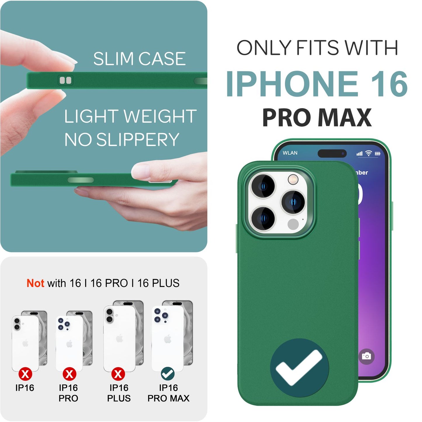 NALIA Fine Matte Silicone Case for iPhone 16 Pro Max, Non-Slip Phone Case, Shockproof Protective Case