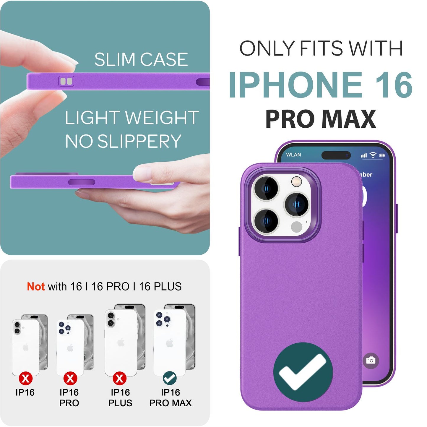 NALIA Fine Matte Silicone Case for iPhone 16 Pro Max, Non-Slip Phone Case, Shockproof Protective Case