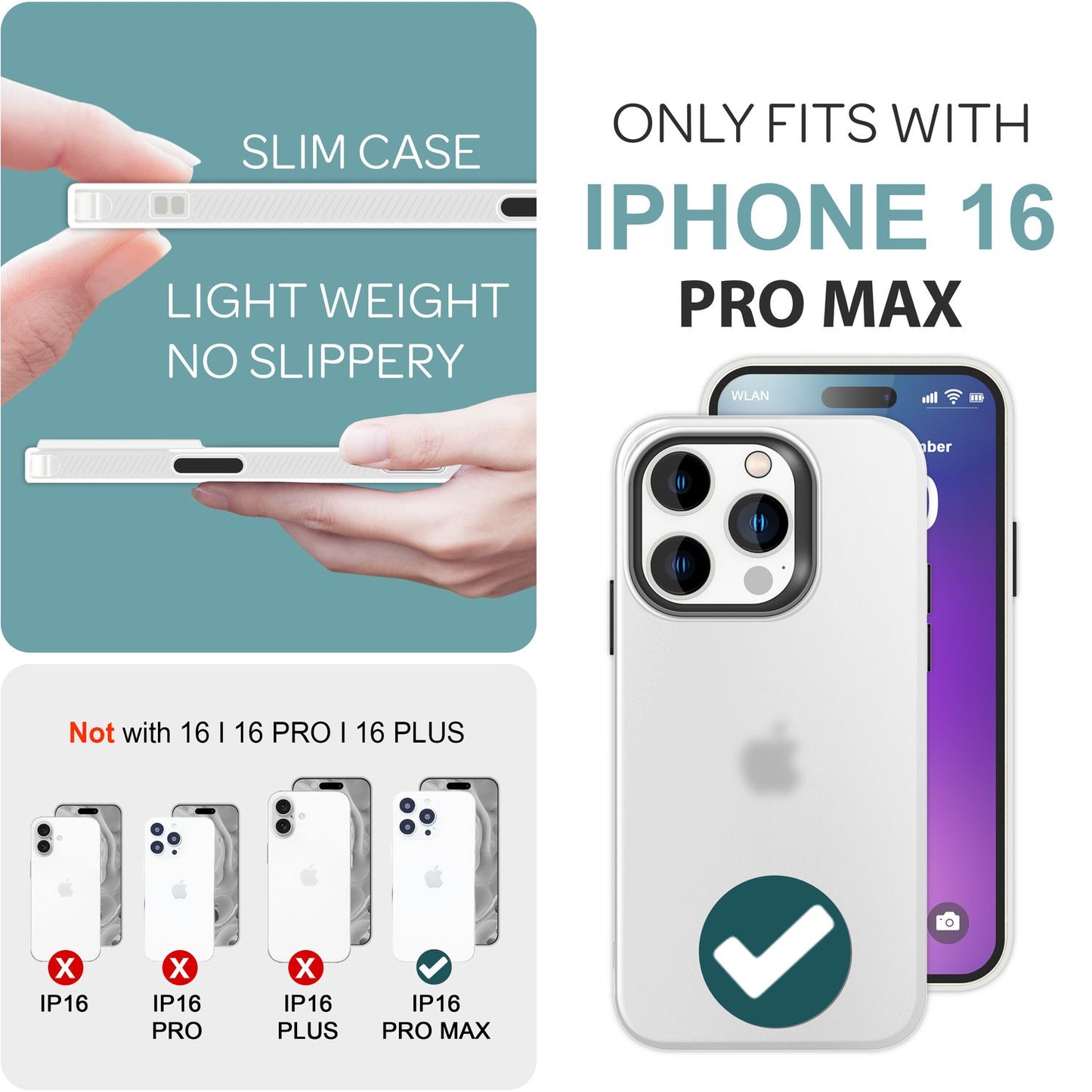 NALIA Fine Matte Silicone Case for iPhone 16 Pro Max, Non-Slip Phone Case, Shockproof Protective Case