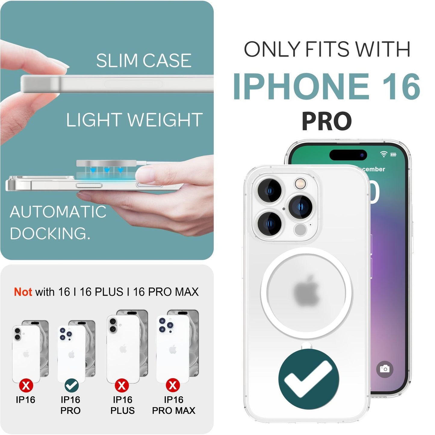 NALIA Extrem Dünne MagSafe Hülle für iPhone 16 Pro, 0,3mm Ultra Schlanke Schutzhülle, Handyhülle Slim