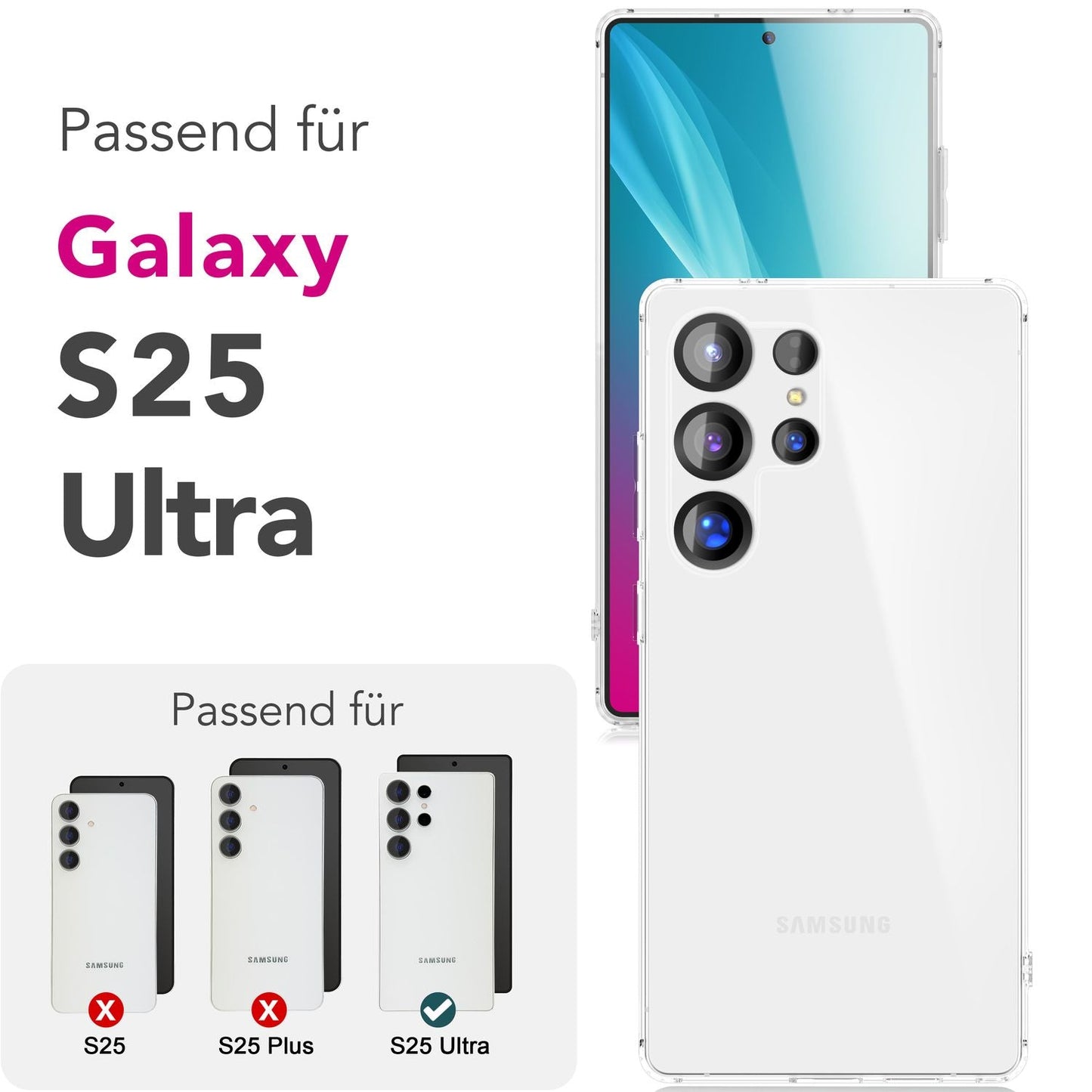 NALIA AirFlex hulstur fyrir Samsung Galaxy S25 Ultra, gegnsætt og endingargott sílikonhulstur sem kemur í veg fyrir gulnun, gegnsætt TPU hulstur, sveigjanlegt verndarhulstur