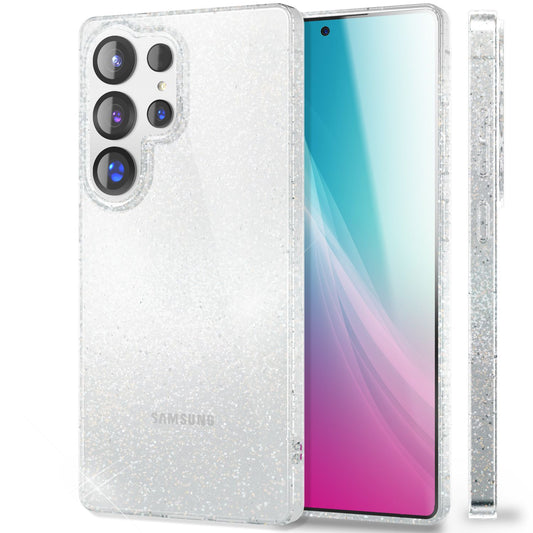 NALIA Dazzlin Case for Samsung Galaxy S25 Ultra, Sparkling Transparent Glitter Case, Clear Anti-Yellowing Protective Case with Glitter Sequins, Transparent Silicone Glitter Phone Case