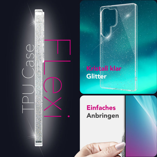 NALIA Dazzlin Case for Samsung Galaxy S25 Ultra, Sparkling Transparent Glitter Case, Clear Anti-Yellowing Protective Case with Glitter Sequins, Transparent Silicone Glitter Phone Case