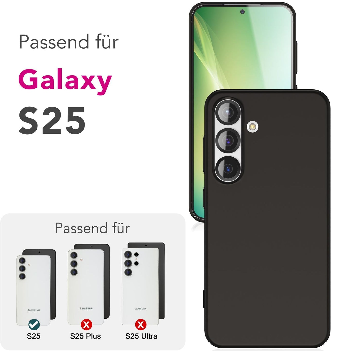 NALIA PureFit hulstur fyrir Samsung Galaxy S25, úrþunnt 0,5 mm hart hulstur í mjóri hönnun, matt, glæsilegt og létt verndarhulstur, úrþunnt hulstur sem er gegn fingraförum.