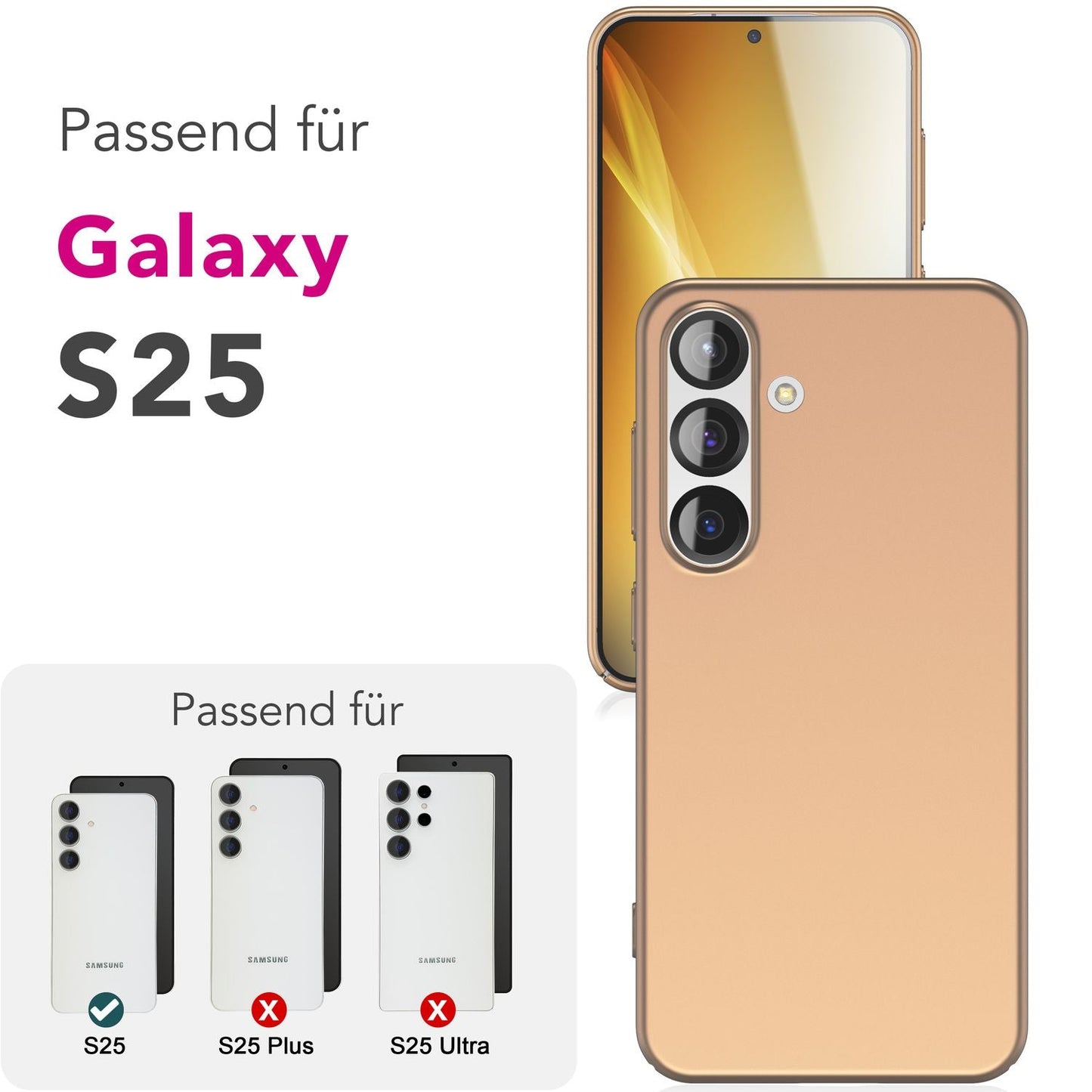 NALIA PureFit hulstur fyrir Samsung Galaxy S25, úrþunnt 0,5 mm hart hulstur í mjóri hönnun, matt, glæsilegt og létt verndarhulstur, úrþunnt hulstur sem er gegn fingraförum.