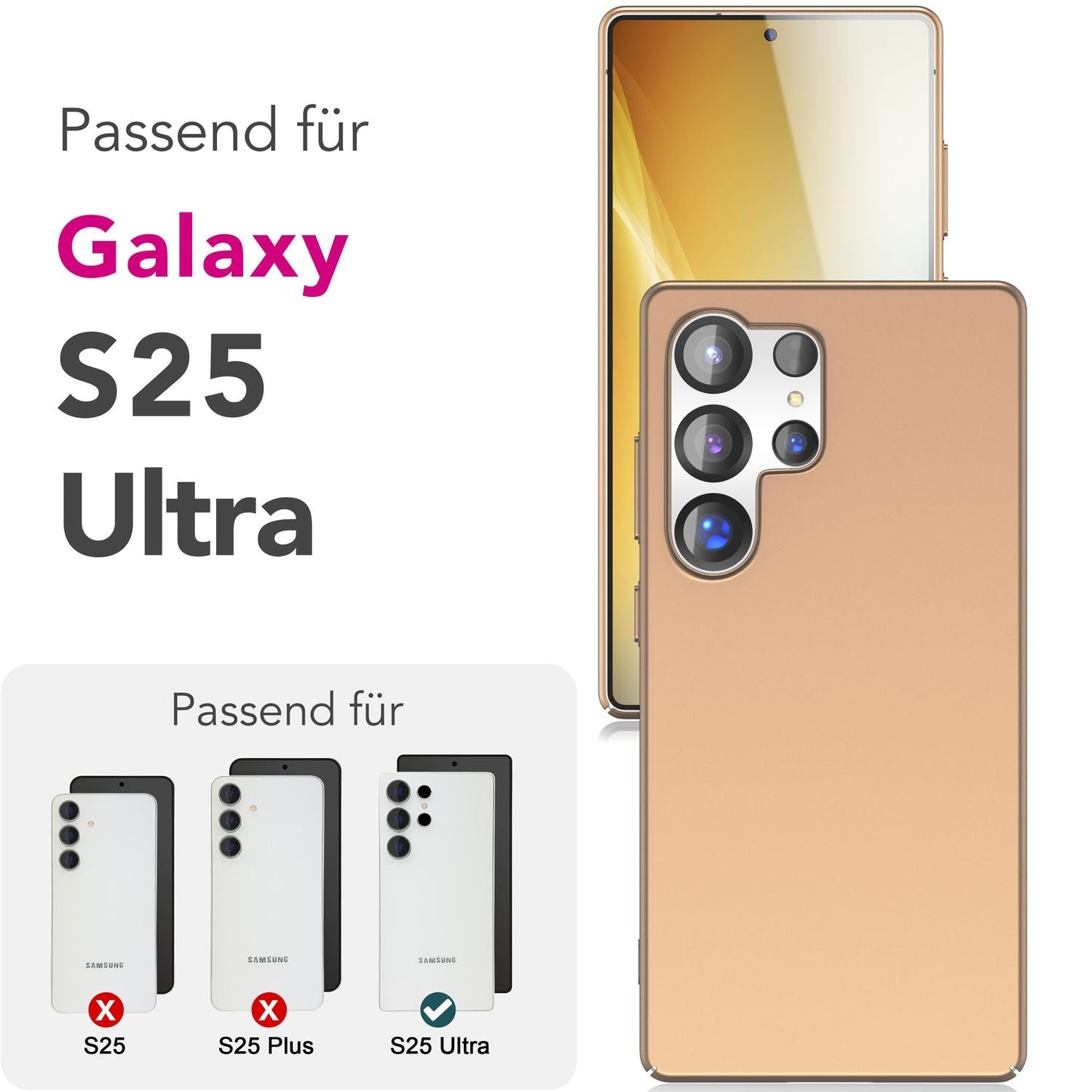 NALIA PureFit hulstur fyrir Samsung Galaxy S25 Ultra, extra þunnt 0,5 mm harðspjald, létt og glæsilegt verndarhulstur, matt fingrafaravarið símahulstur