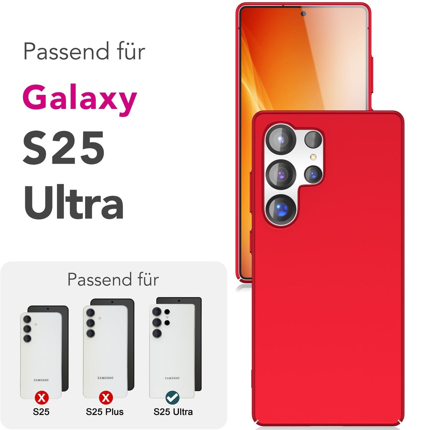NALIA PureFit hulstur fyrir Samsung Galaxy S25 Ultra, extra þunnt 0,5 mm harðspjald, létt og glæsilegt verndarhulstur, matt fingrafaravarið símahulstur