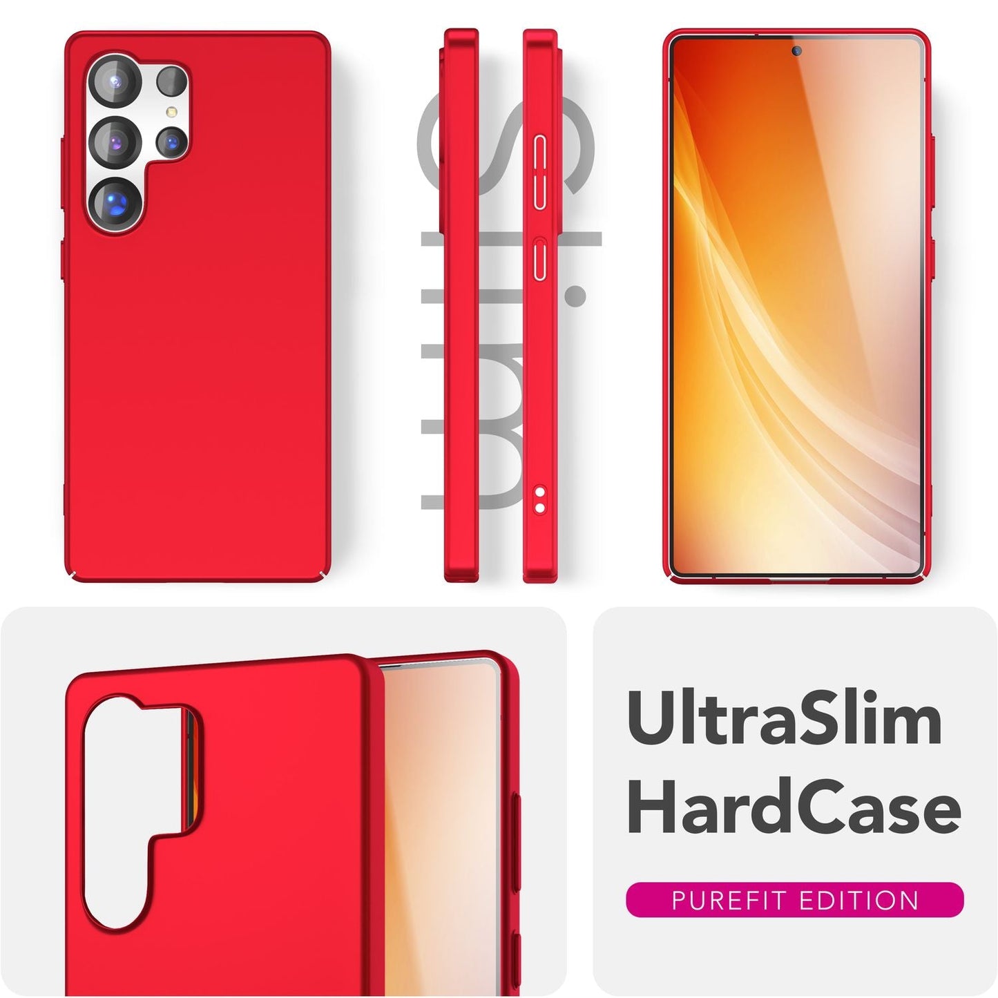 NALIA PureFit hulstur fyrir Samsung Galaxy S25 Ultra, extra þunnt 0,5 mm harðspjald, létt og glæsilegt verndarhulstur, matt fingrafaravarið símahulstur