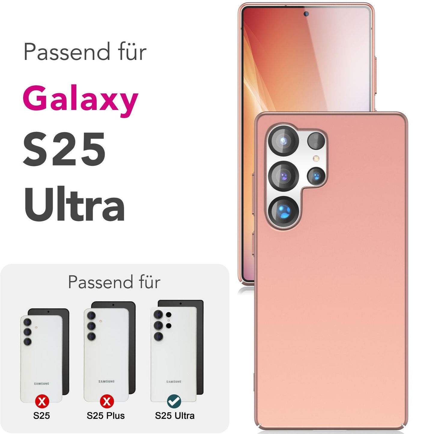 NALIA PureFit hulstur fyrir Samsung Galaxy S25 Ultra, extra þunnt 0,5 mm harðspjald, létt og glæsilegt verndarhulstur, matt fingrafaravarið símahulstur