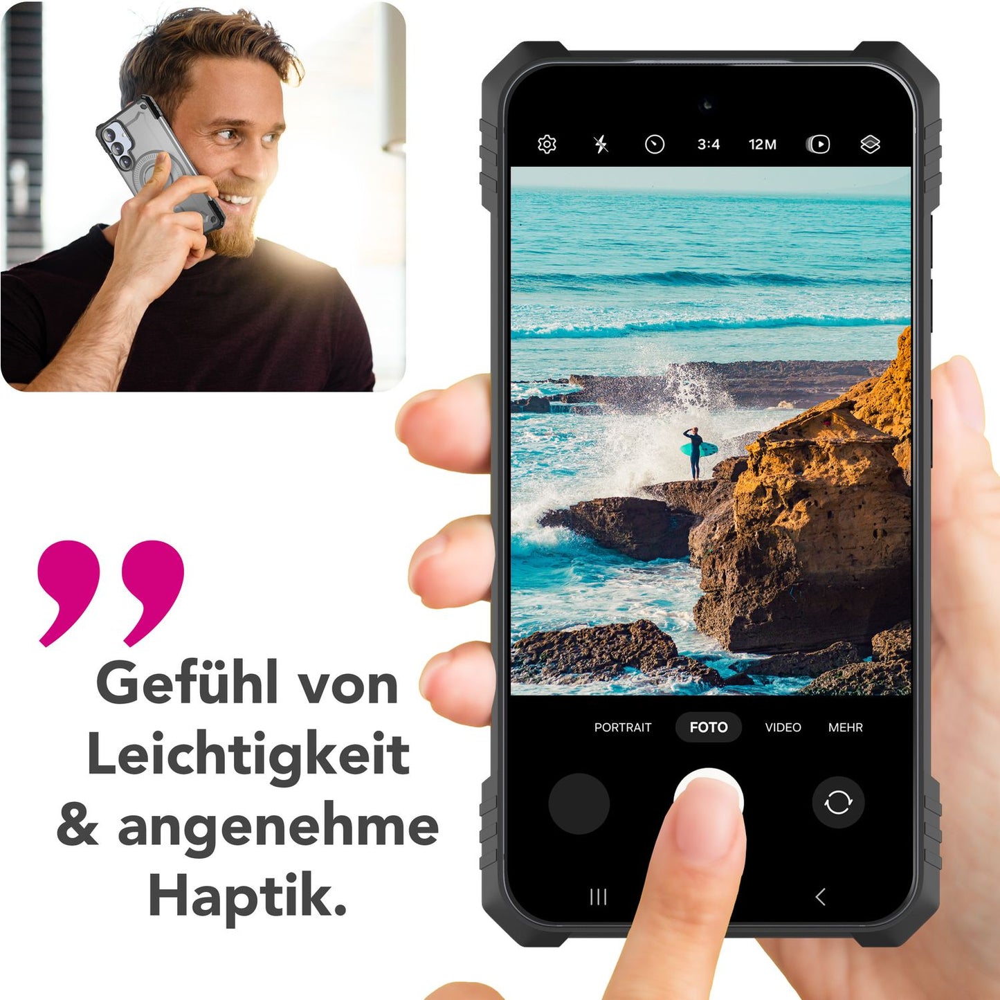 NALIA Granite hulstur fyrir Samsung Galaxy S25 með MagSafe, brynvarið hulstur, afar sterkt, höggþolið símahulstur með hernaðarvernd, segulhring og myndavélarstandi.