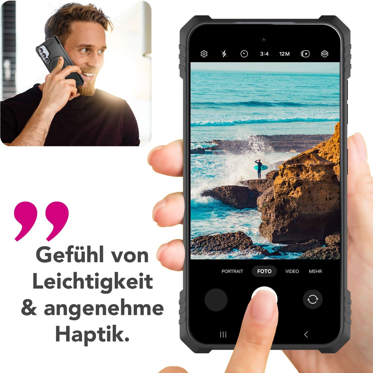 NALIA Granite hulstur fyrir Samsung Galaxy S25 Plus með MagSafe, Armor Heavy Duty, sterkt og höggþolið verndarhulstur í hernaðarstíl með myndavélarstandi og segulhring - Armor Titanium Black