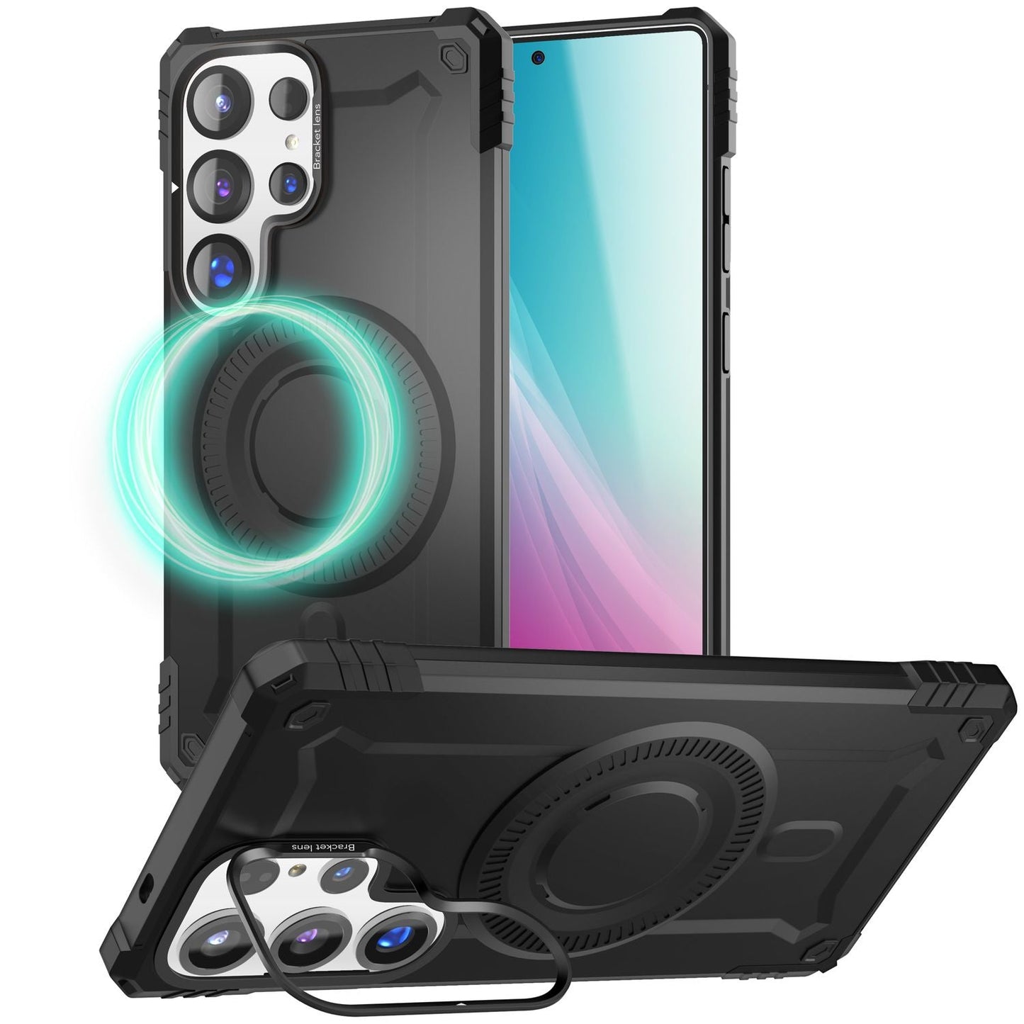 NALIA Granite Case for Samsung Galaxy S25 Ultra with MagSafe, Armored Case, Extremely Robust and Resistant Military Protective Case, with Magnetic Ring and Camera Stand