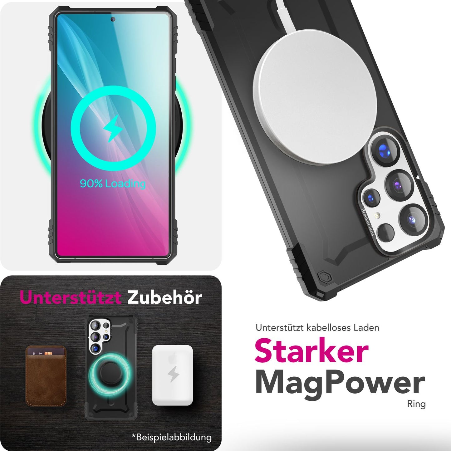 NALIA Granite Case for Samsung Galaxy S25 Ultra with MagSafe, Armored Case, Extremely Robust and Resistant Military Protective Case, with Magnetic Ring and Camera Stand