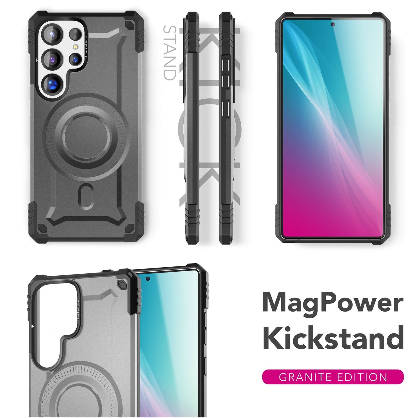 NALIA Granite Case for Samsung Galaxy S25 Ultra with MagSafe, Armored Case, Extremely Robust and Resistant Military Protective Case, with Magnetic Ring and Camera Stand