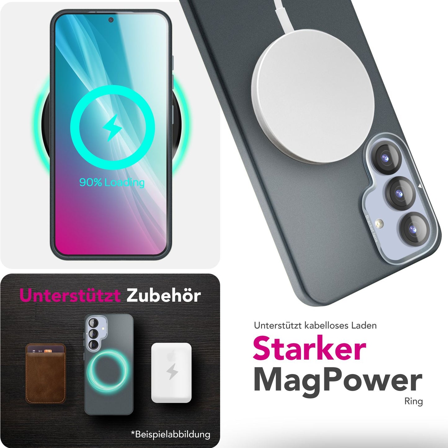 NALIA Overland Case for Samsung Galaxy S25 Plus with MagSafe, Ultra Slim Hard Cover, Built-in Magnetic Ring, Foldable Camera Stand, Matte Thin Protective Case - Titanium Black