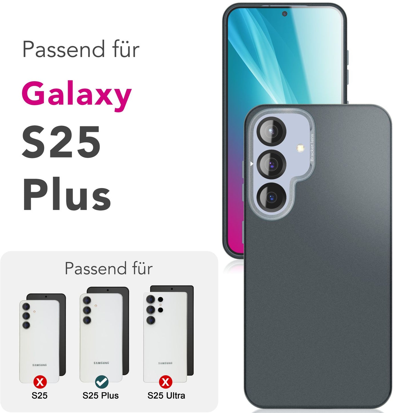 NALIA Overland Case for Samsung Galaxy S25 Plus with MagSafe, Ultra Slim Hard Cover, Built-in Magnetic Ring, Foldable Camera Stand, Matte Thin Protective Case - Titanium Black