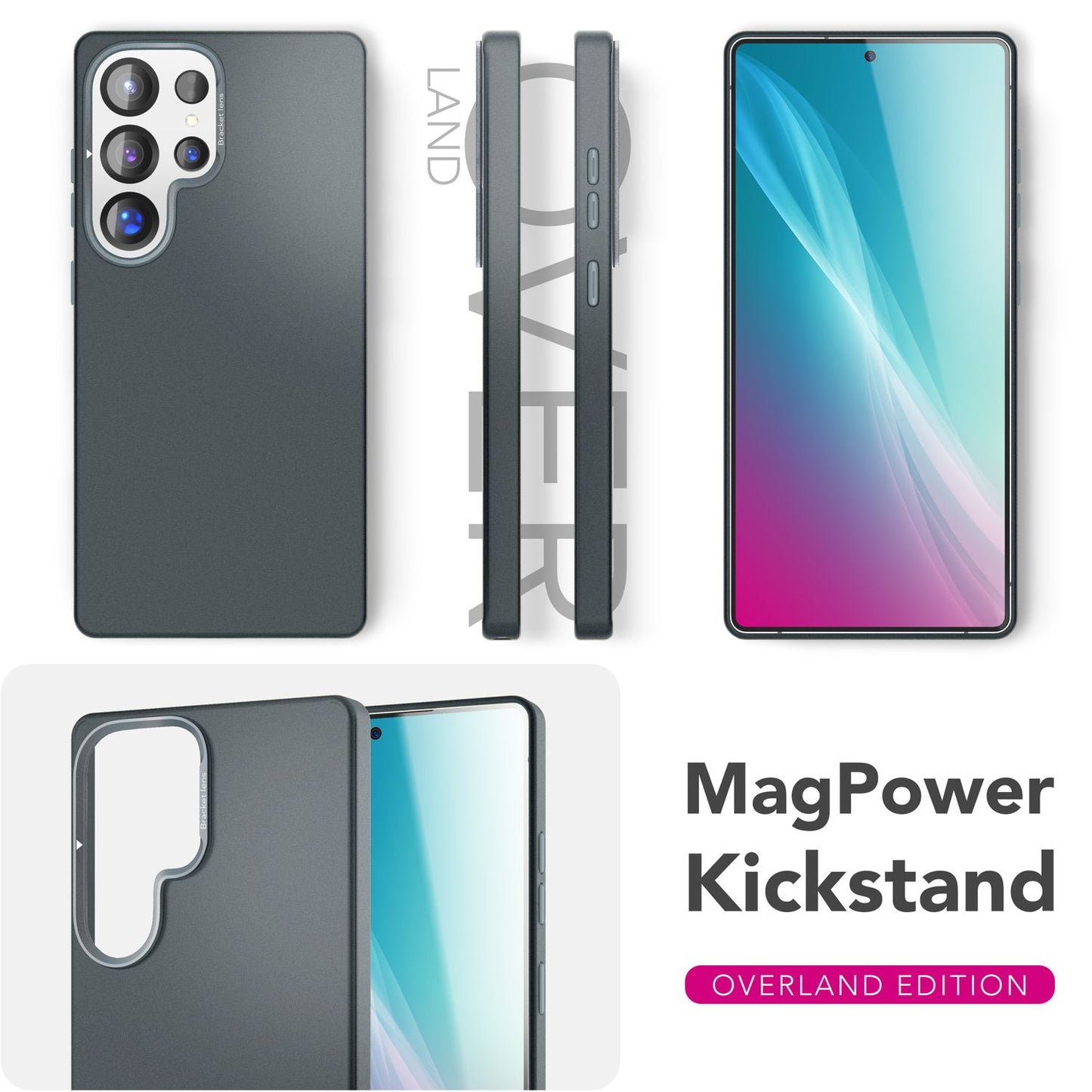 NALIA Overland Case for Samsung Galaxy S25 Ultra with MagSafe, Slim Hard Case with Hidden Magnetic Ring, Foldable Camera Stand, Ultra Thin Matte Phone Case