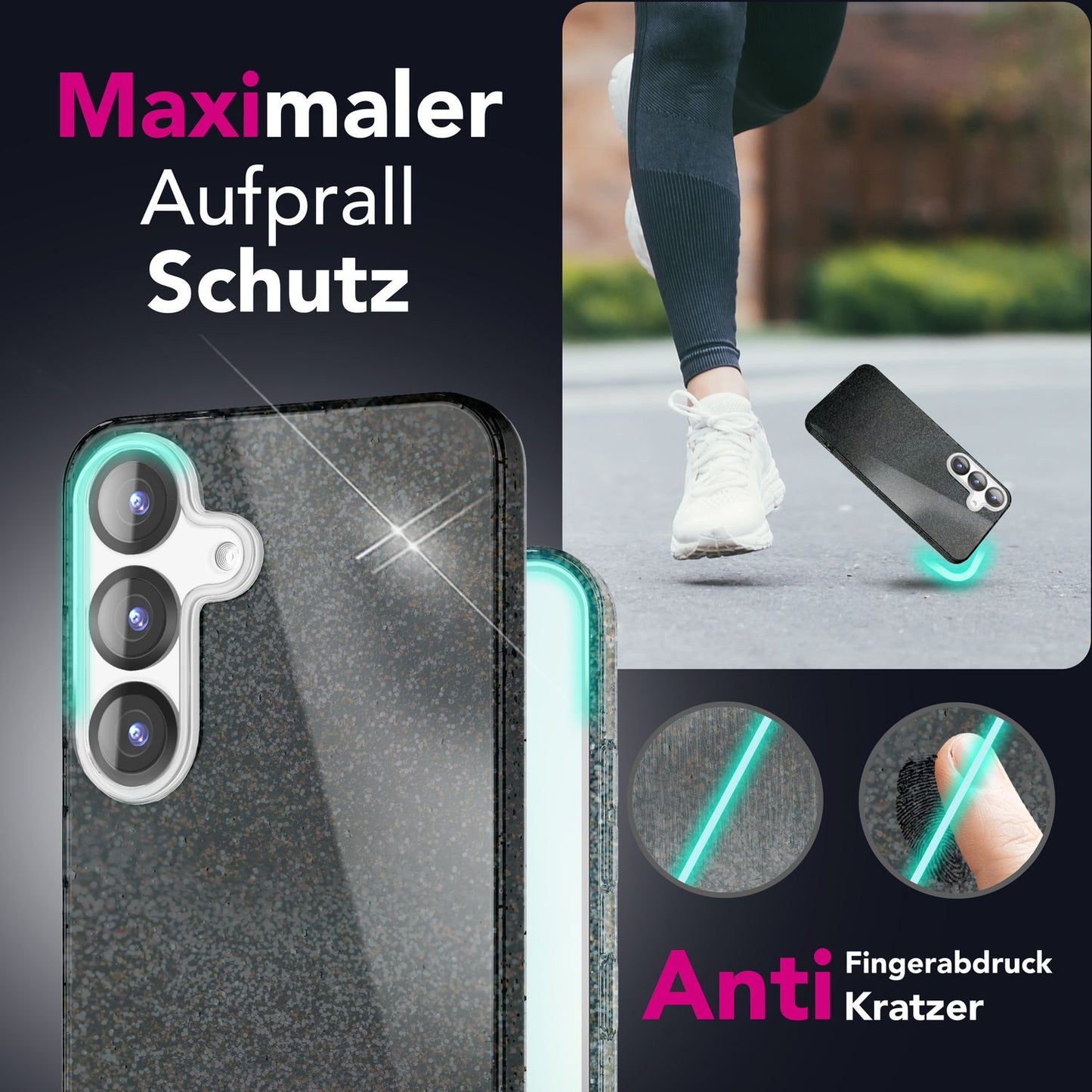 NALIA ShinePop Case for Samsung Galaxy S25, Shiny Glamour Glitter Case, Sturdy Sparkling Silicone Case, Diamond Rhinestone Glitter Protective Case, Glitter Phone Case