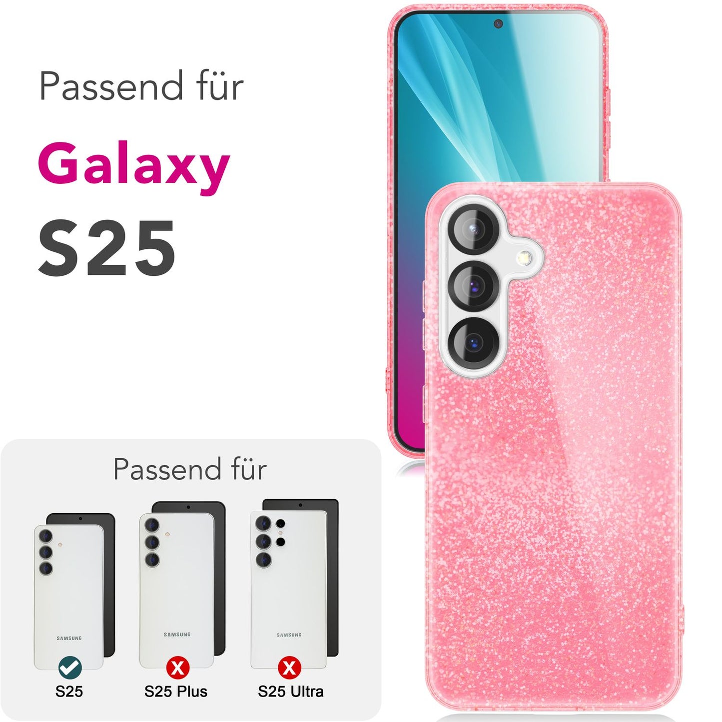 NALIA ShinePop Case for Samsung Galaxy S25, Shiny Glamour Glitter Case, Sturdy Sparkling Silicone Case, Diamond Rhinestone Glitter Protective Case, Glitter Phone Case