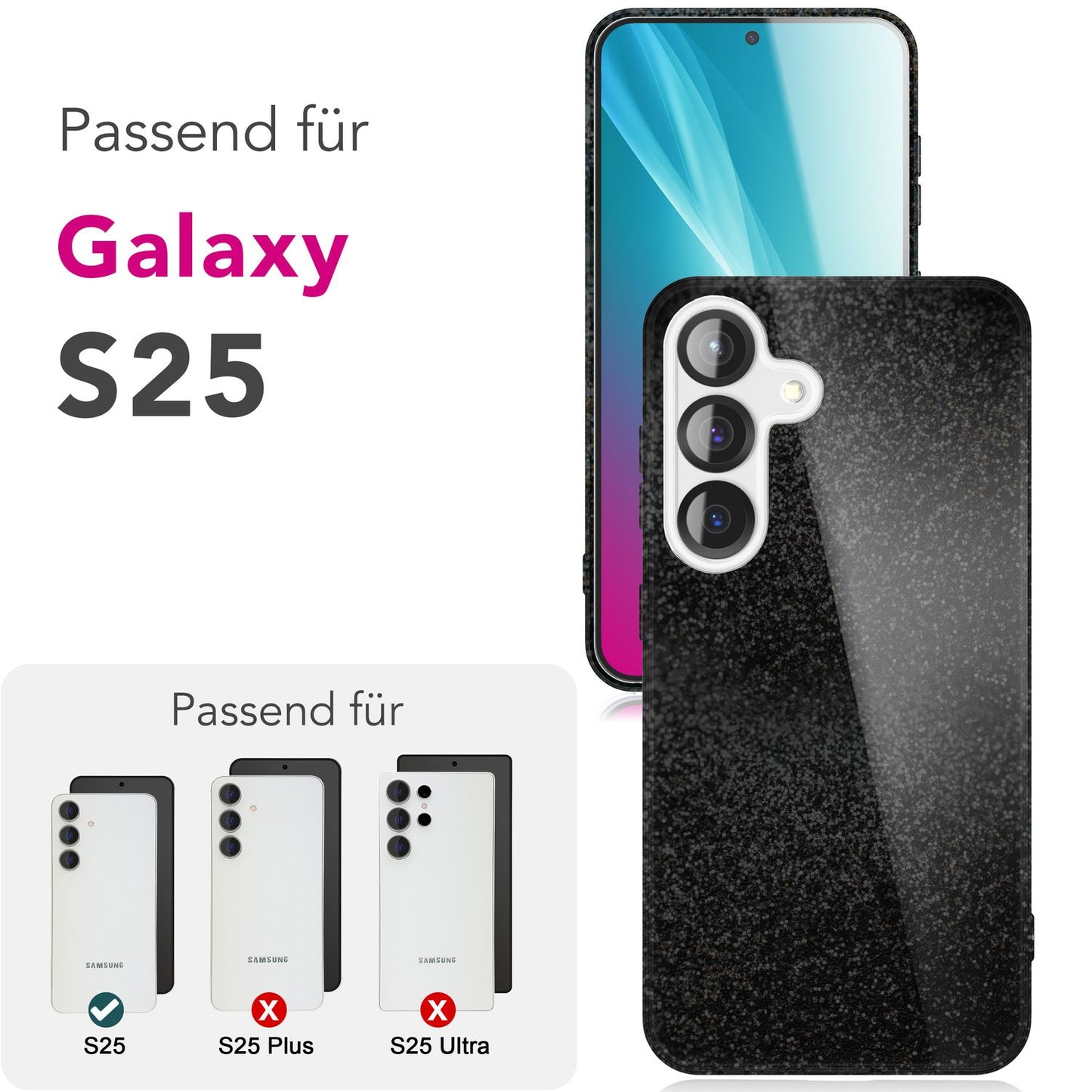 NALIA ShinePop Case for Samsung Galaxy S25, Shiny Glamour Glitter Case, Sturdy Sparkling Silicone Case, Diamond Rhinestone Glitter Protective Case, Glitter Phone Case