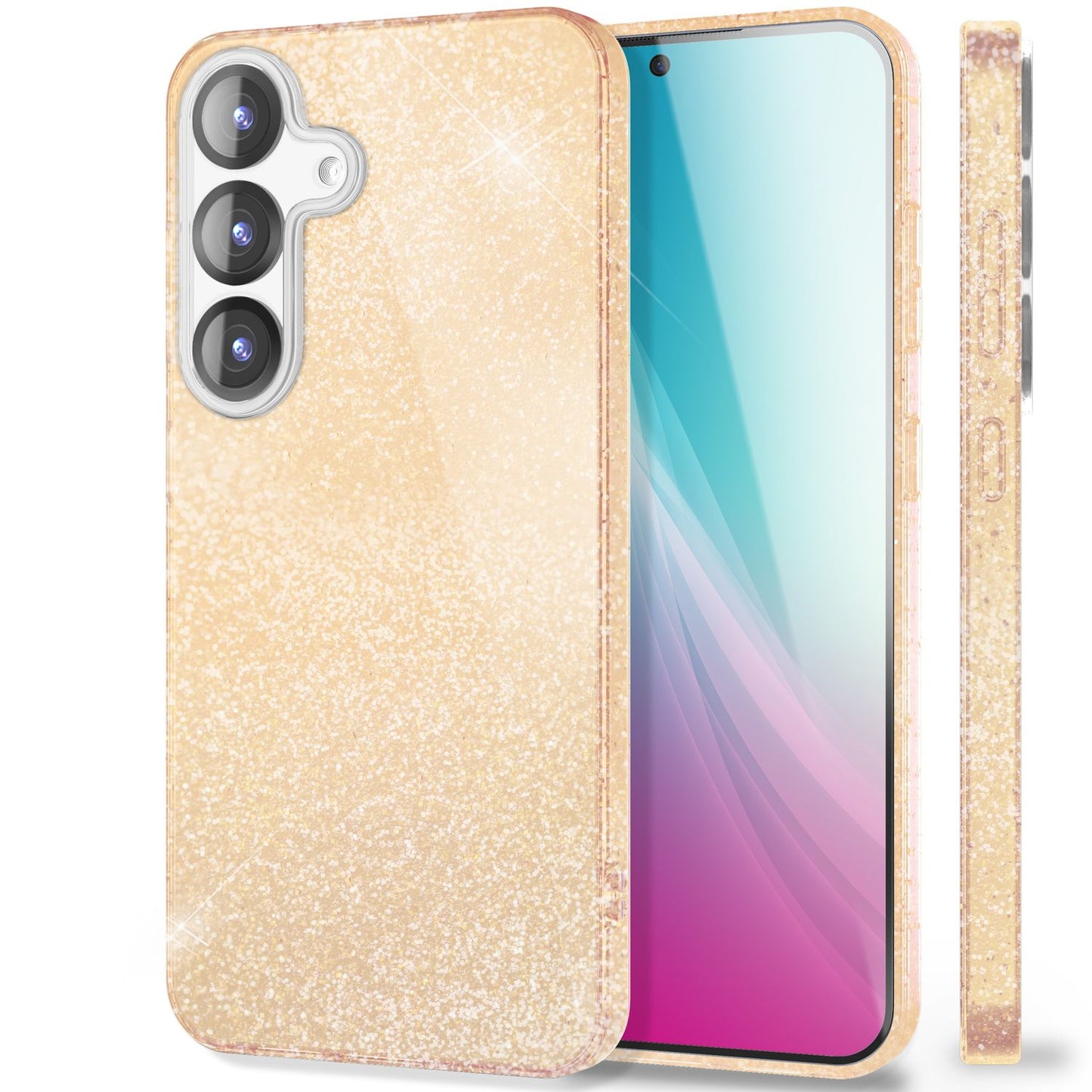 NALIA ShinePop Case for Samsung Galaxy S25 Plus, Dazzling Diamond Sequin Glitter Case, Shiny Robust Silicone Protective Case, Brilliant Glitter Phone Case