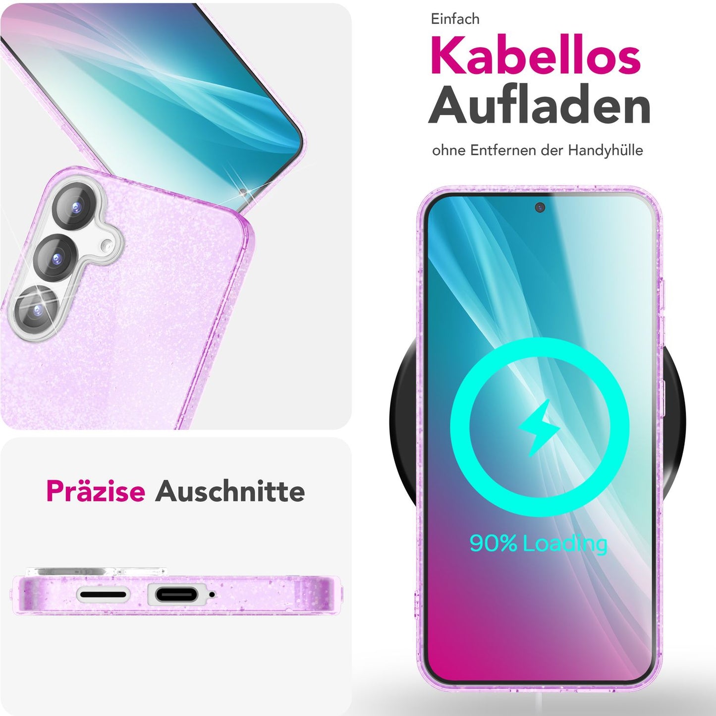 NALIA ShinePop Case for Samsung Galaxy S25 Plus, Dazzling Diamond Sequin Glitter Case, Shiny Robust Silicone Protective Case, Brilliant Glitter Phone Case