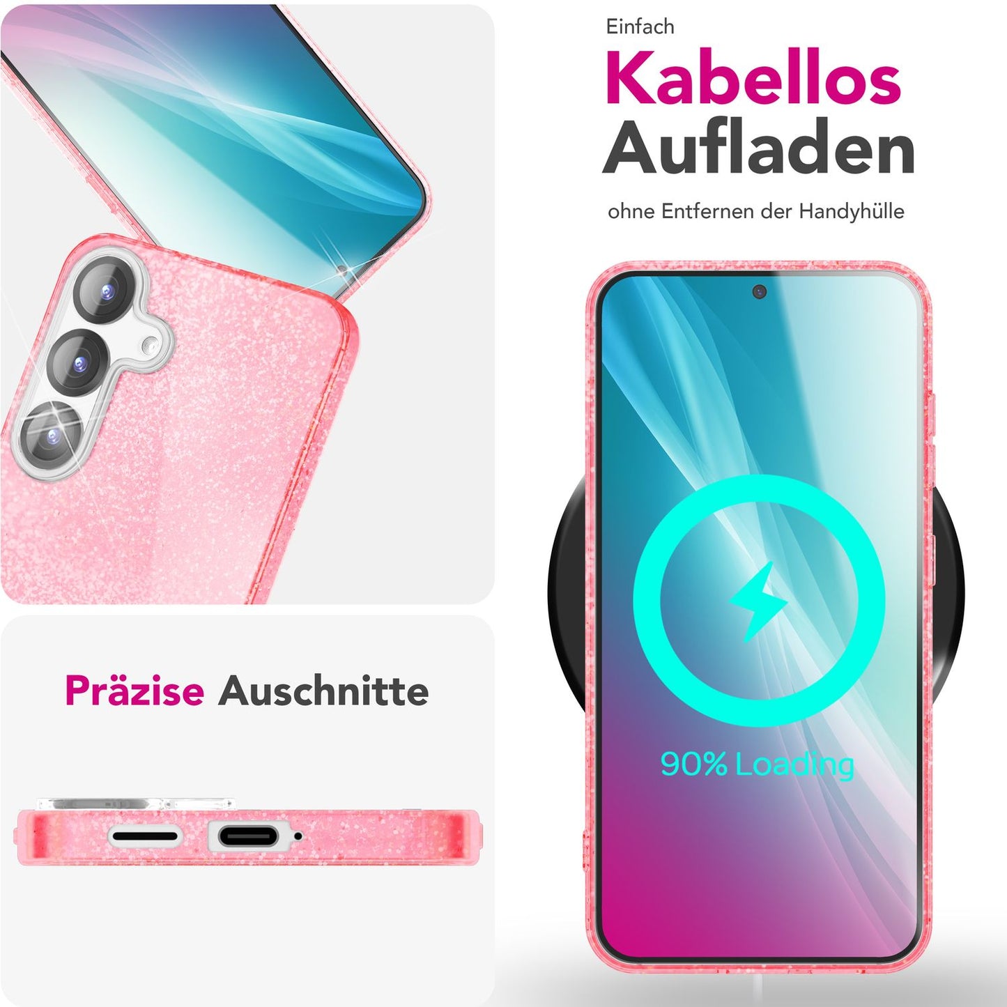 NALIA ShinePop Case for Samsung Galaxy S25 Plus, Dazzling Diamond Sequin Glitter Case, Shiny Robust Silicone Protective Case, Brilliant Glitter Phone Case