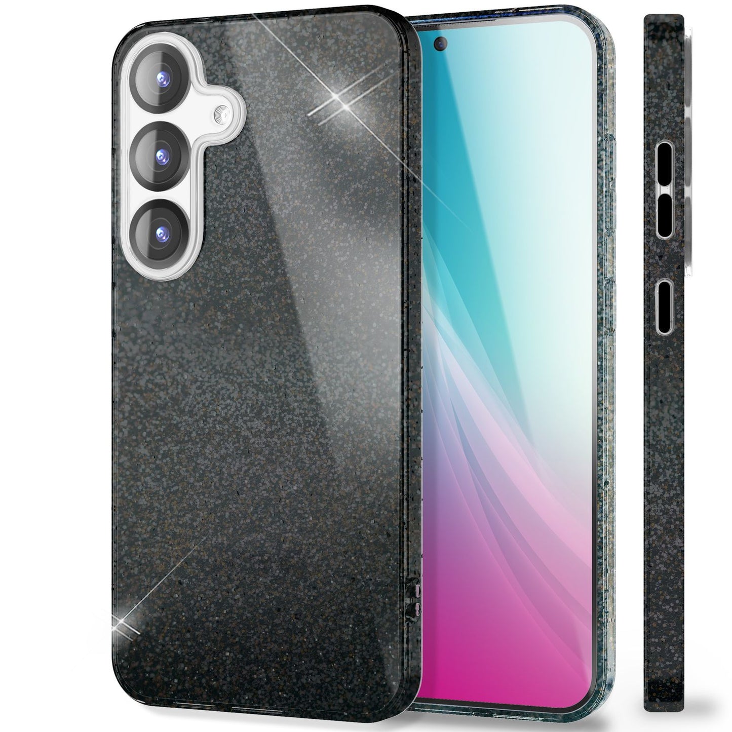 NALIA ShinePop Case for Samsung Galaxy S25 Plus, Dazzling Diamond Sequin Glitter Case, Shiny Robust Silicone Protective Case, Brilliant Glitter Phone Case