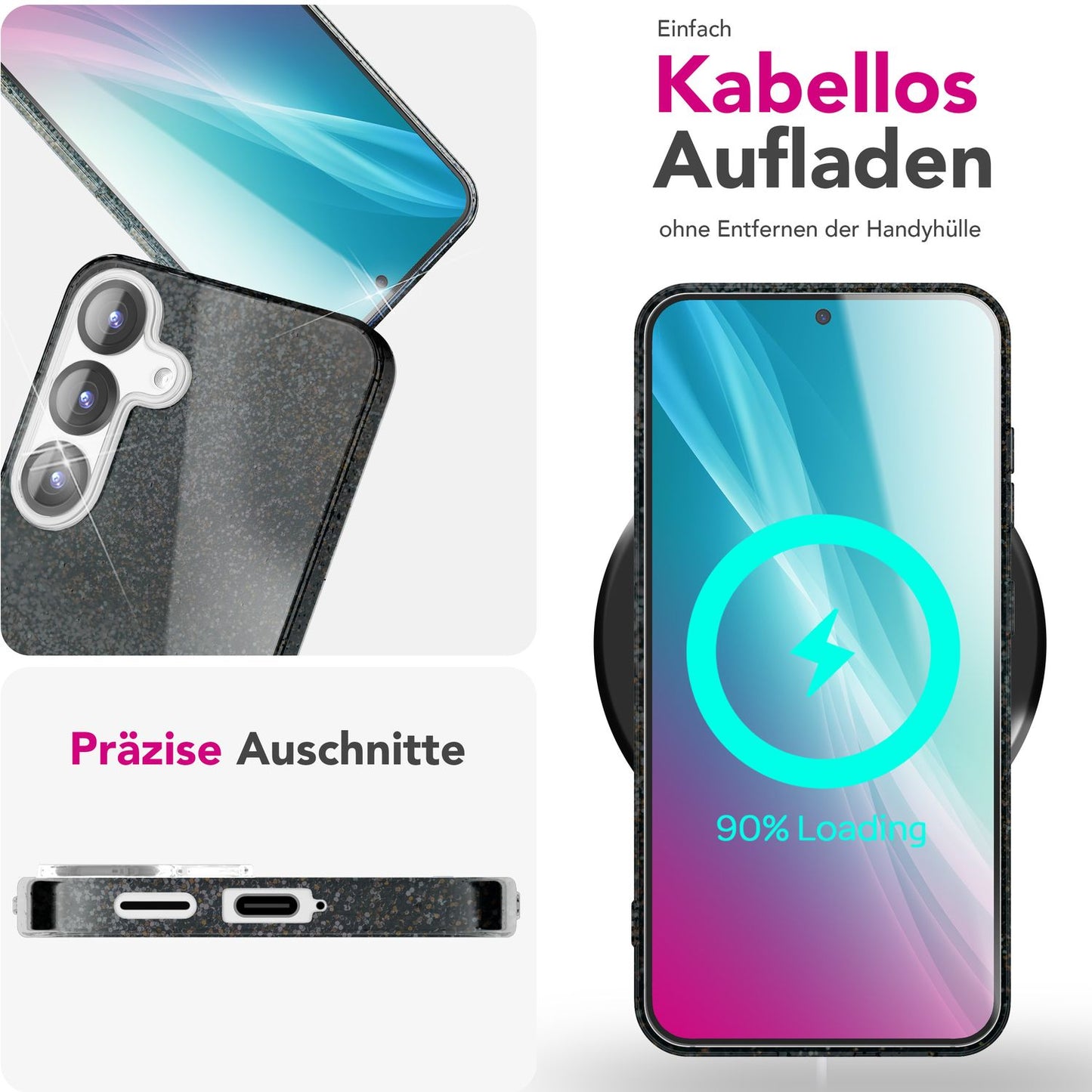 NALIA ShinePop Case for Samsung Galaxy S25 Plus, Dazzling Diamond Sequin Glitter Case, Shiny Robust Silicone Protective Case, Brilliant Glitter Phone Case