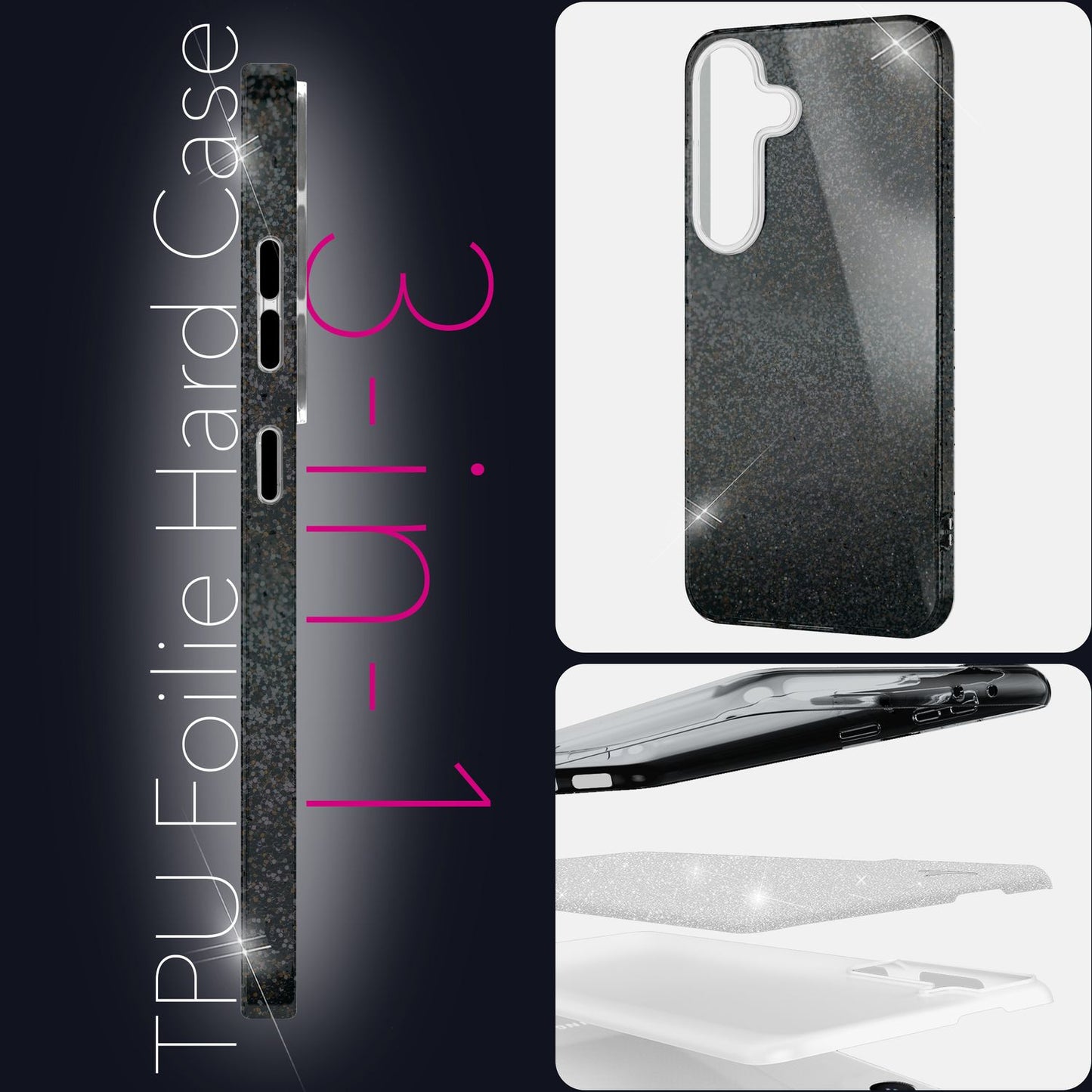 NALIA ShinePop Case for Samsung Galaxy S25 Plus, Dazzling Diamond Sequin Glitter Case, Shiny Robust Silicone Protective Case, Brilliant Glitter Phone Case