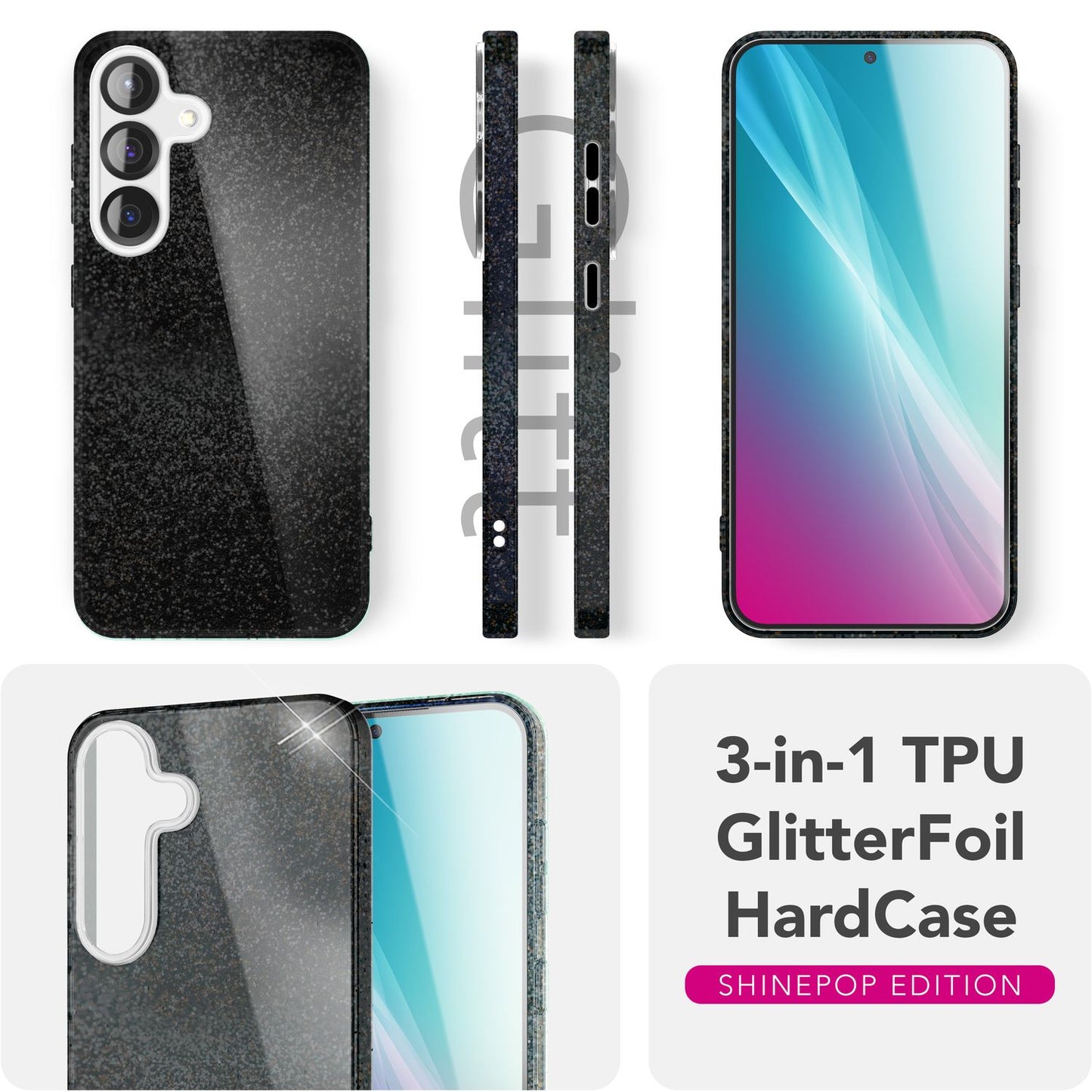 NALIA ShinePop Case for Samsung Galaxy S25 Plus, Dazzling Diamond Sequin Glitter Case, Shiny Robust Silicone Protective Case, Brilliant Glitter Phone Case