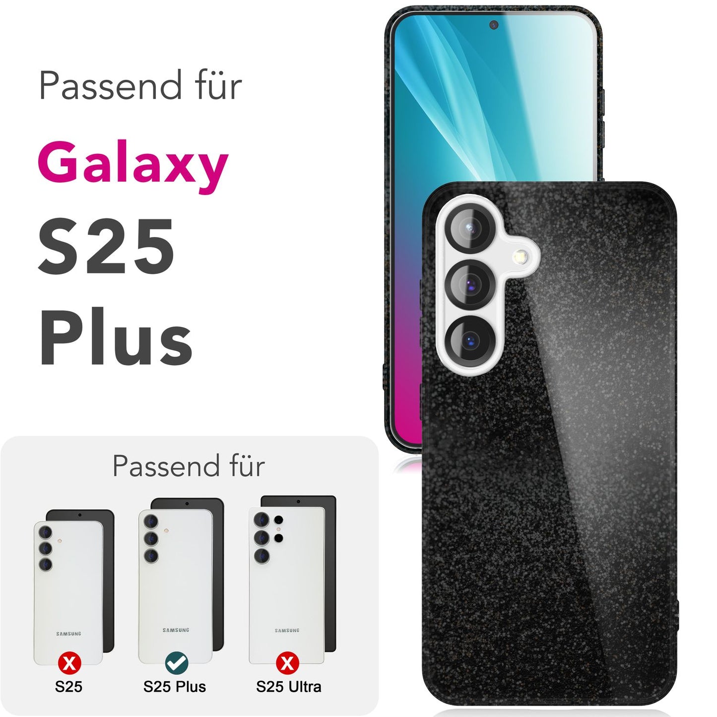 NALIA ShinePop Case for Samsung Galaxy S25 Plus, Dazzling Diamond Sequin Glitter Case, Shiny Robust Silicone Protective Case, Brilliant Glitter Phone Case